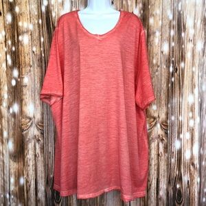 NWT Ulla Popken Vintage Look Classic Coral/Salmon Pink Short Sleeve Top